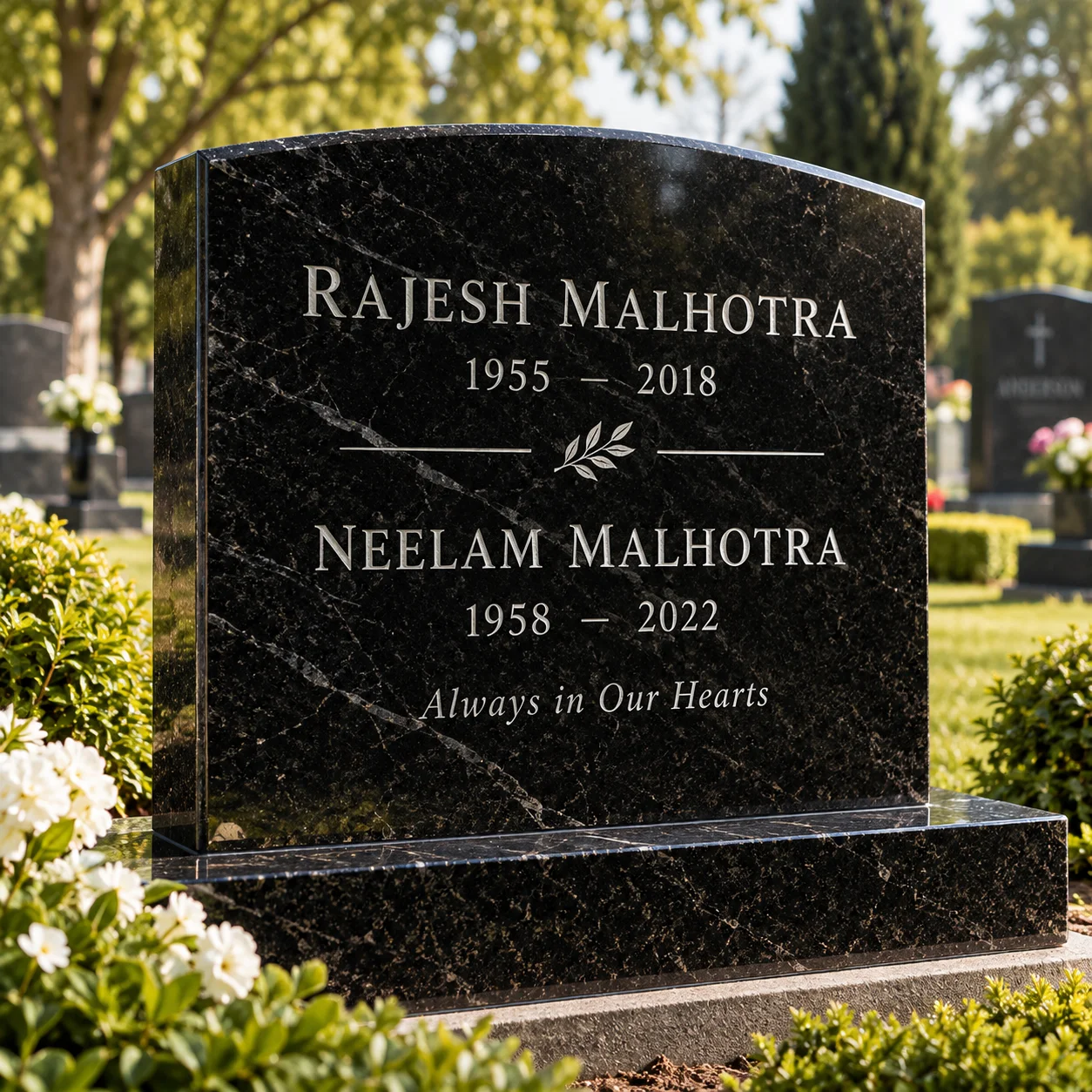 Second inscription added later to an existing granite memorial