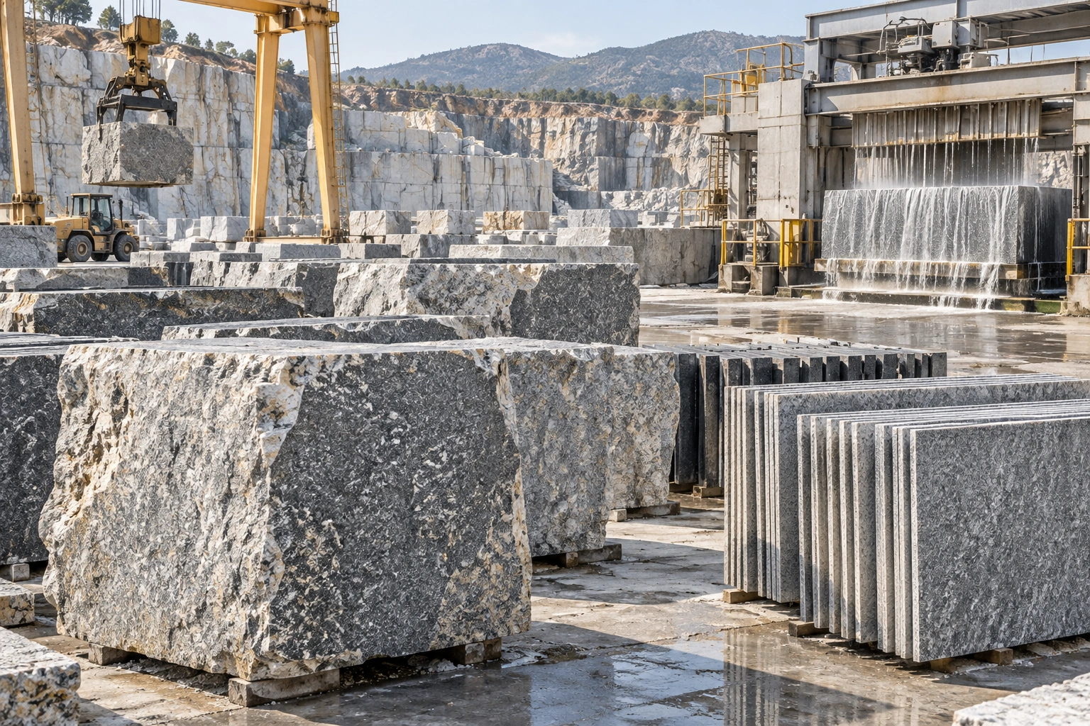 Granite blocks and gangsaw slabs for processing