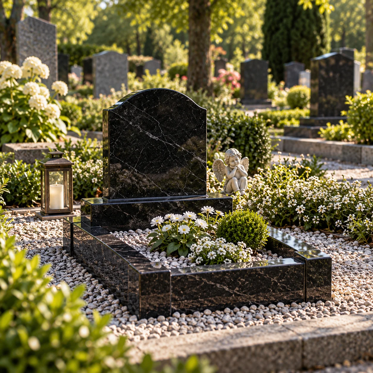 Small granite kerb set sized for a child's grave plot