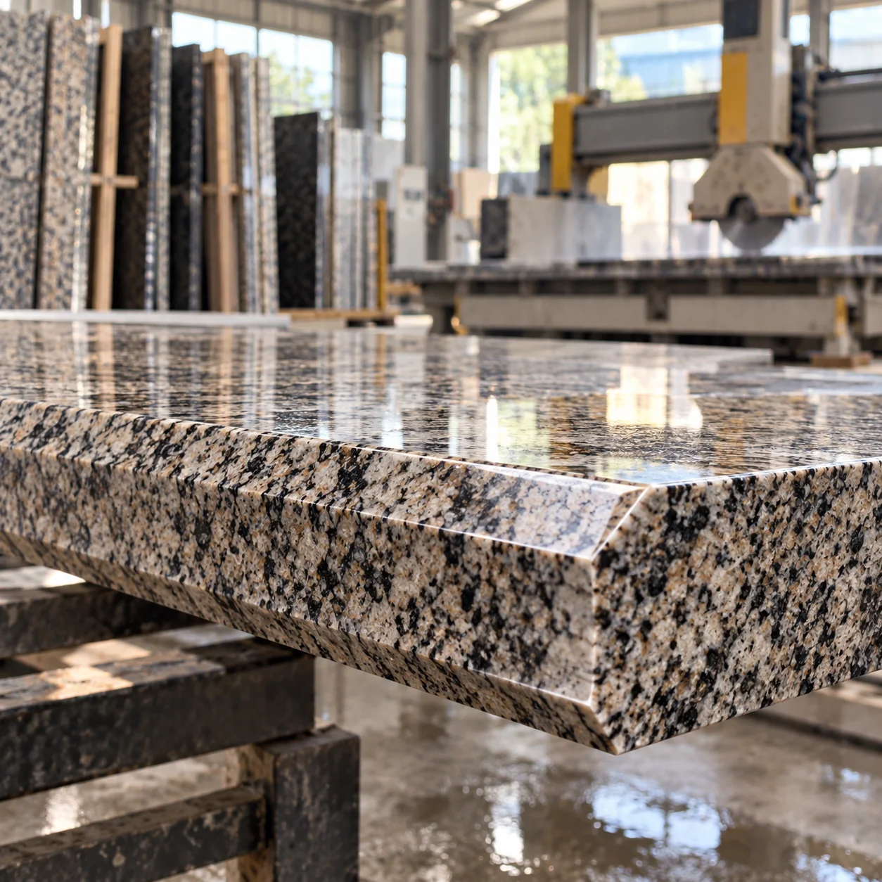 Double bevel granite edge profile, section view