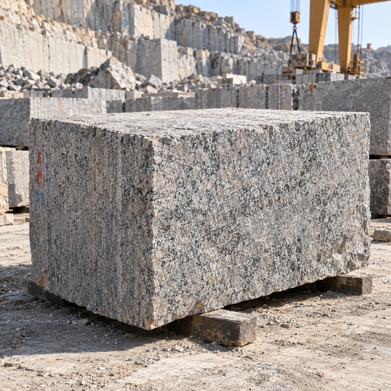 Granite quarry blocks marked for export