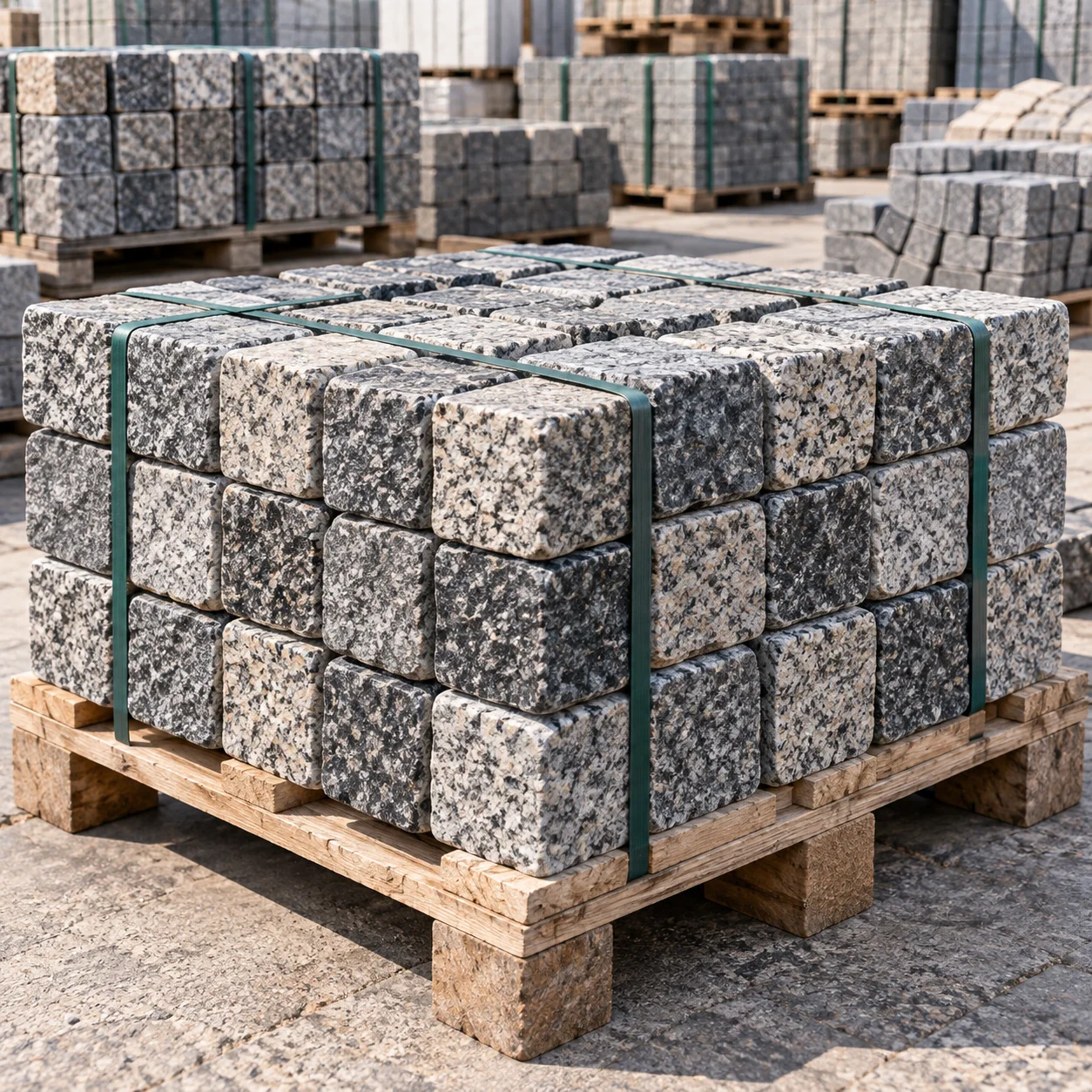 Granite cobbles and setts for paving