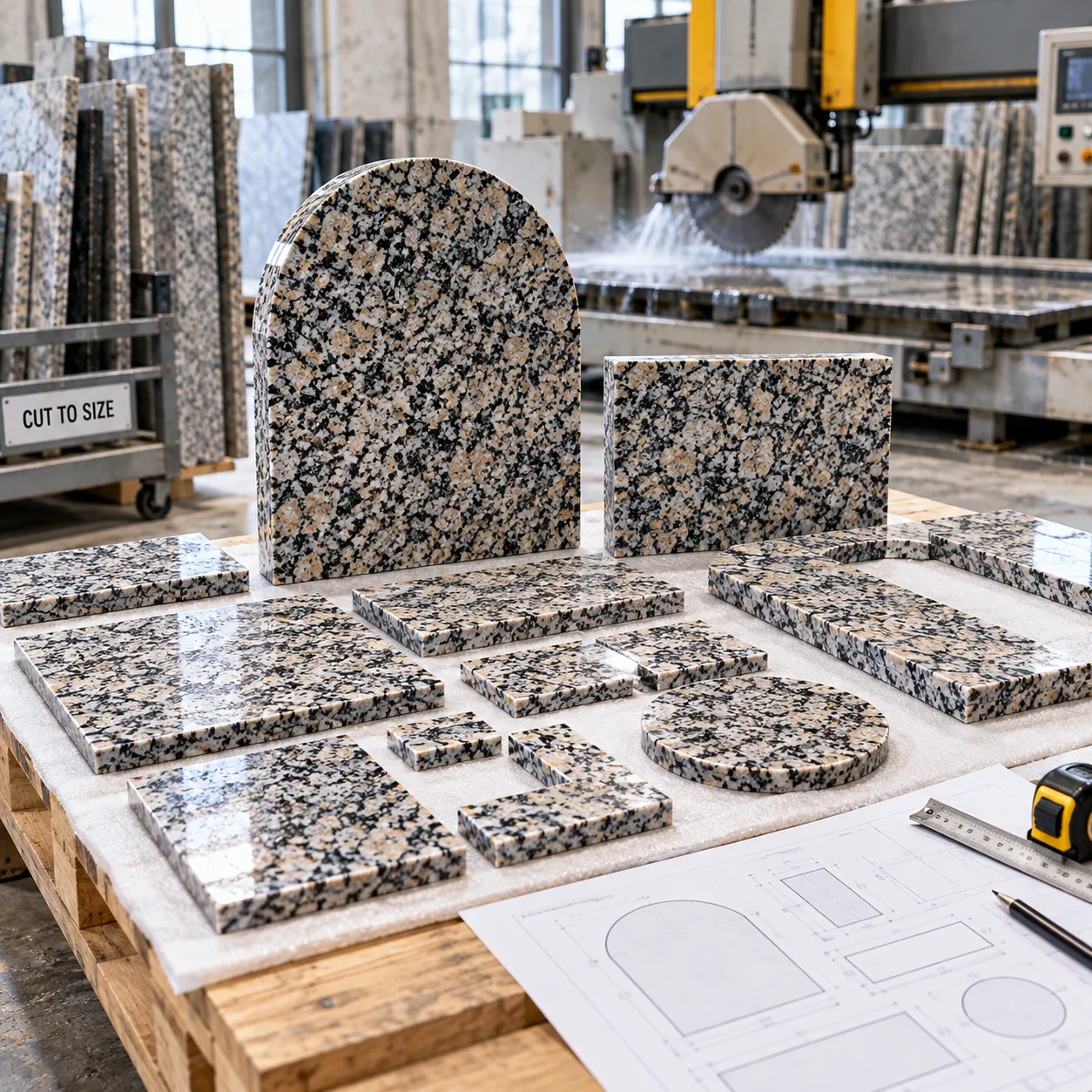 Granite cut-to-size units produced to a shop drawing