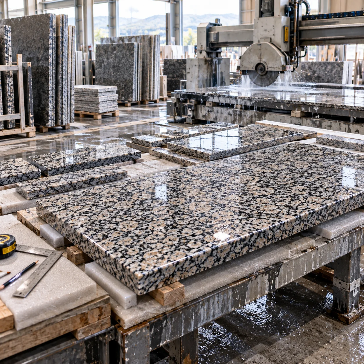 Granite cutter slabs cut to working size