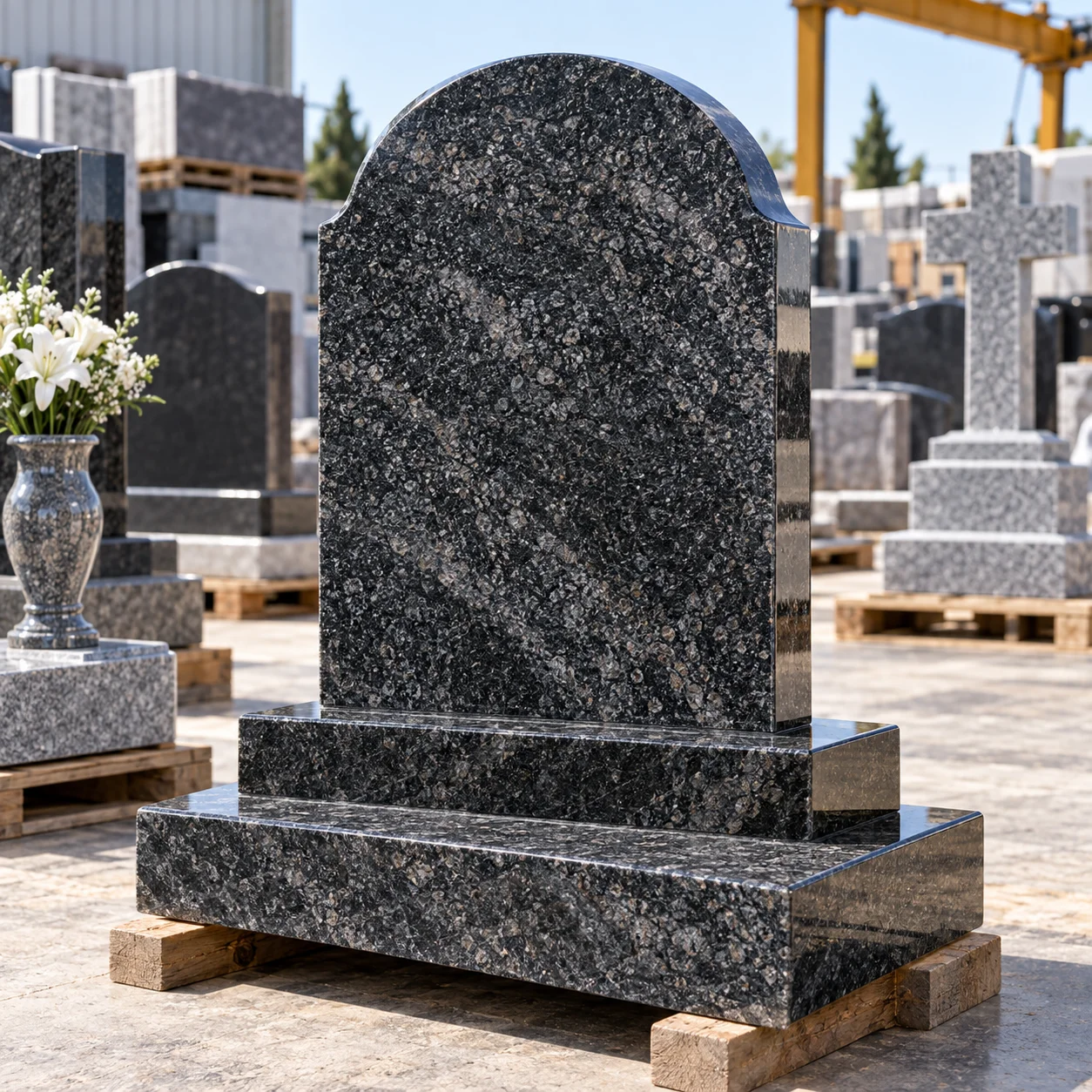 Finished granite monument ready for shipping