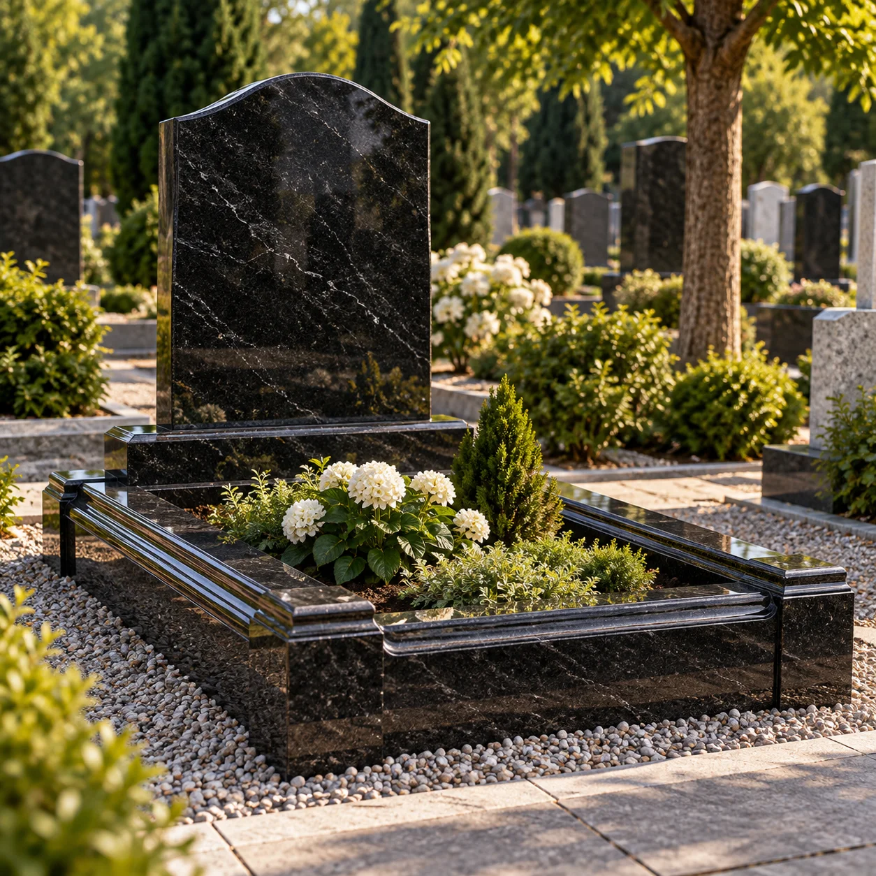 Granite kerb with a moulded ogee profile on the exposed face