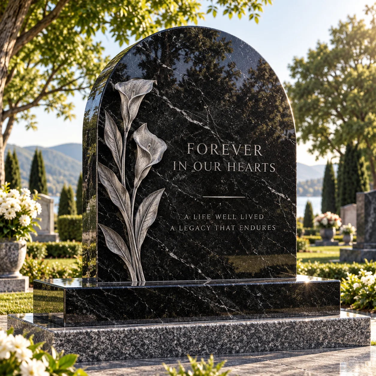 Oversized granite estate memorial on a wide base