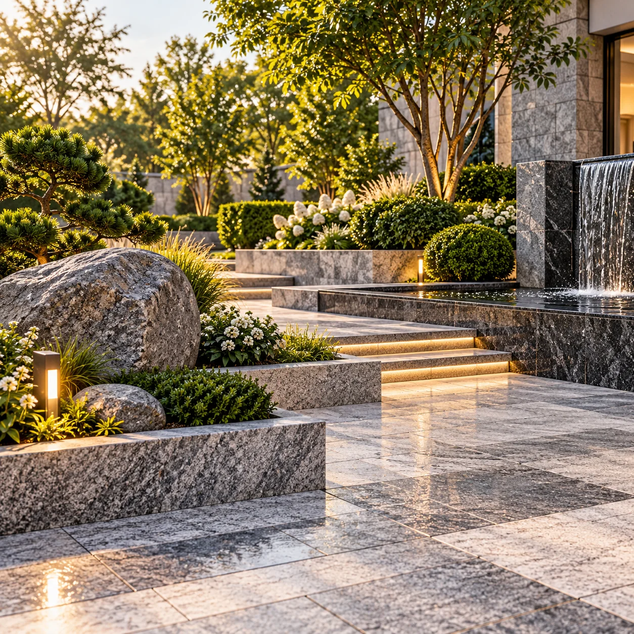 Landscaping and hardscape supplied by Raghav Natural Stones