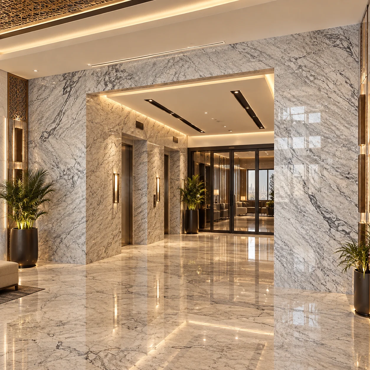 Granite stonework supplied by Raghav Natural Stones for a hotel project in Saudi Arabia