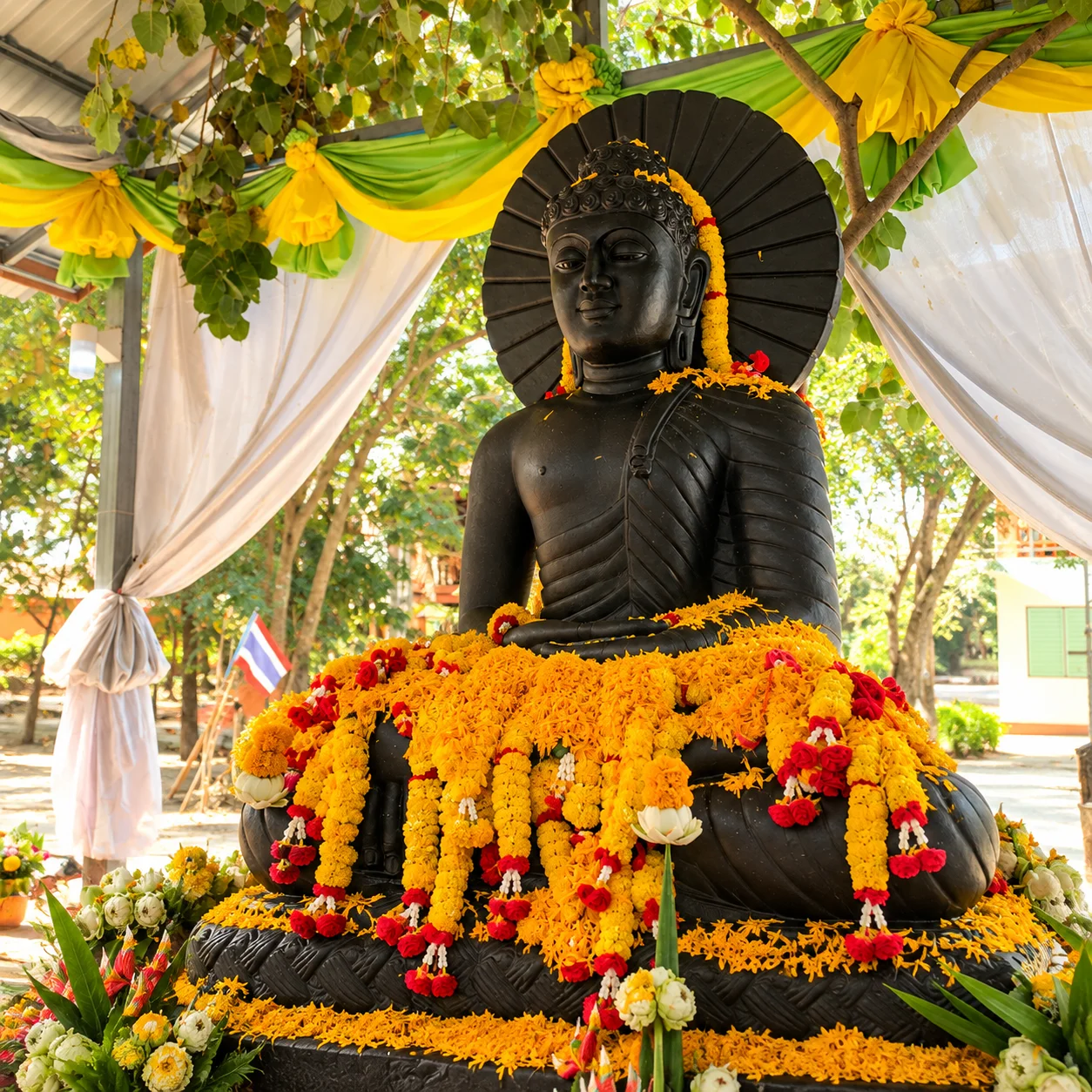 Carved granite Buddha statue supplied by Raghav Natural Stones for a theme park in Thailand