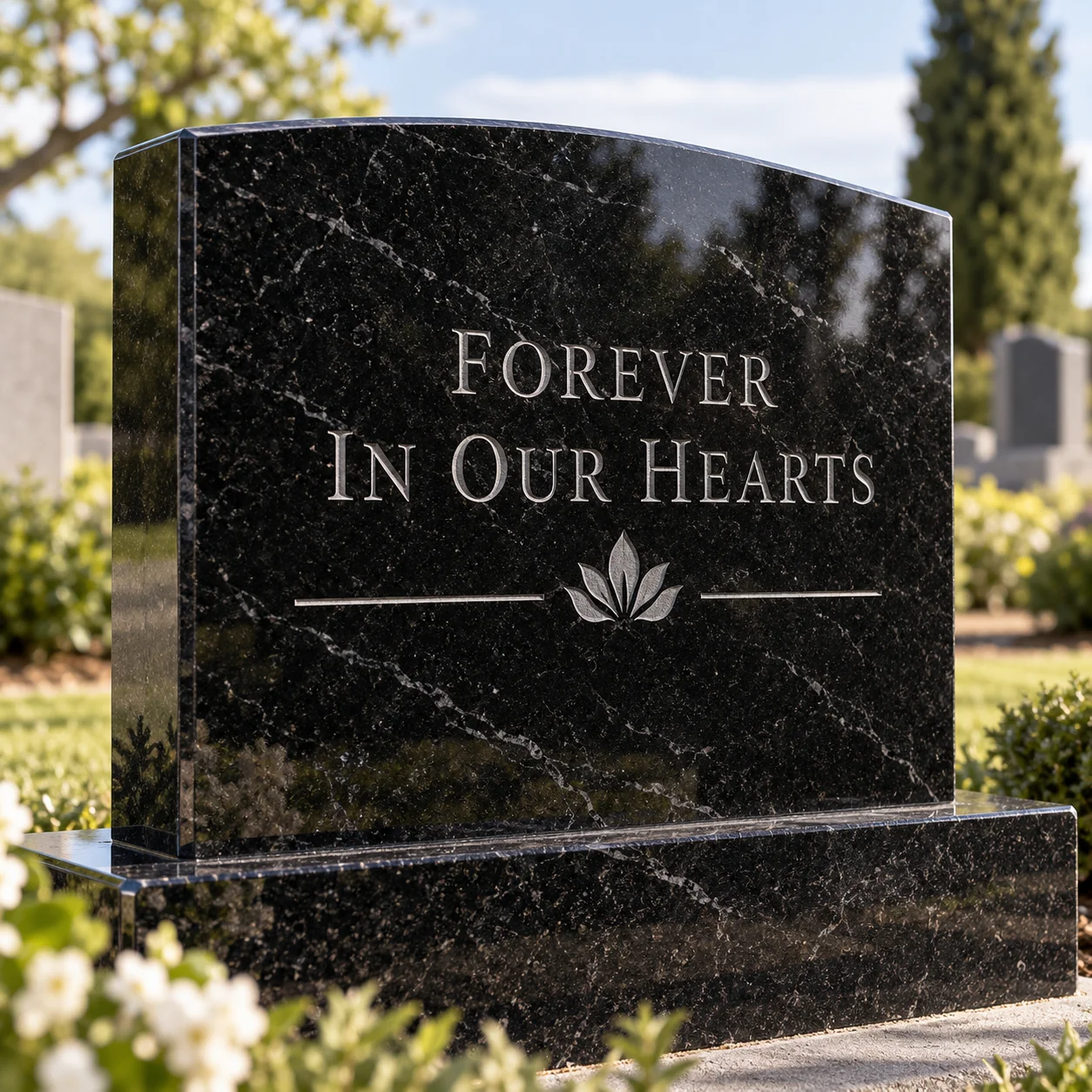V-cut engraved lettering on a granite memorial face